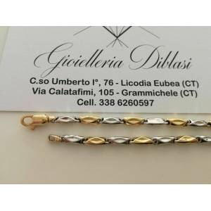 BRACCIALE Oro 18 Karati 750% Uomo Donna Unisex ORO GIALLO e BIANCO Bicolore - 1 2