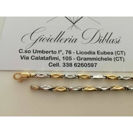 BRACCIALE Oro 18 Karati 750% Uomo Donna Unisex ORO GIALLO e BIANCO Bicolore - 2
