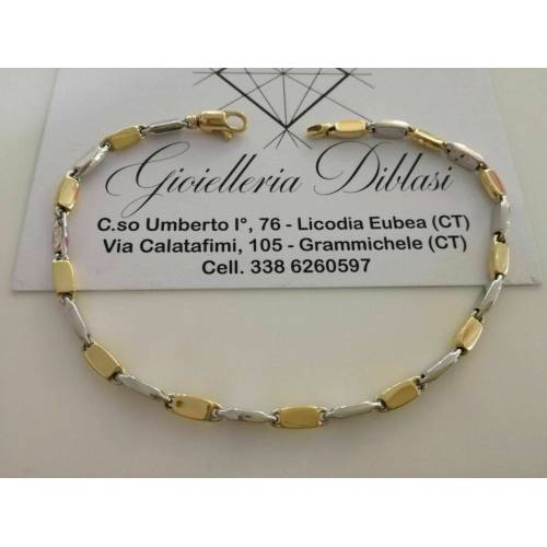BRACCIALE Oro 18 Karati 750% Uomo Donna Unisex ORO GIALLO e BIANCO Bicolore - 1
