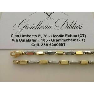 BRACCIALE Oro 18 Karati 750% Uomo Donna Unisex ORO GIALLO e BIANCO Bicolore - 1 2