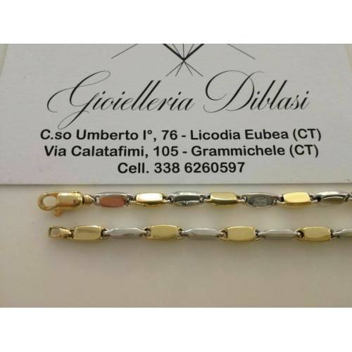 BRACCIALE Oro 18 Karati 750% Uomo Donna Unisex ORO GIALLO e BIANCO Bicolore - 2