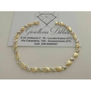 BRACCIALE Uomo Donna Oro 18 Karati 750% Unisex ORO GIALLO e BIANCO Bicolore - 1