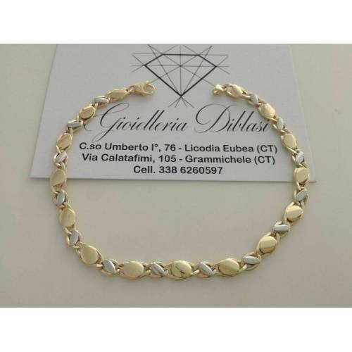 BRACCIALE Uomo Donna Oro 18 Karati 750% Unisex ORO GIALLO e BIANCO Bicolore - 1