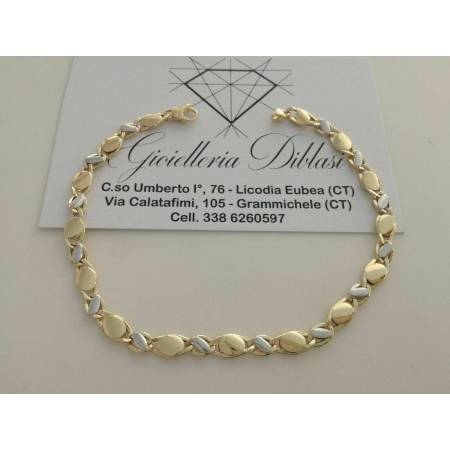 BRACCIALE Uomo Donna Oro 18 Karati 750% Unisex ORO GIALLO e BIANCO Bicolore - 1