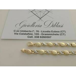BRACCIALE Uomo Donna Oro 18 Karati 750% Unisex ORO GIALLO e BIANCO Bicolore - 1 2
