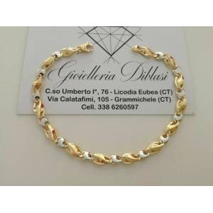 BRACCIALE Uomo Donna Oro 18 Karati 750% Unisex ORO GIALLO e BIANCO Bicolore - 1