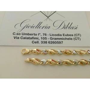 BRACCIALE Uomo Donna Oro 18 Karati 750% Unisex ORO GIALLO e BIANCO Bicolore - 1 2