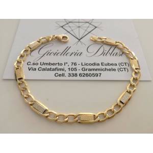 BRACCIALE In ORO Bicolore GIALLO BIANCO 18 Karati 750% Uomo Donna Maglia CATENA - 1