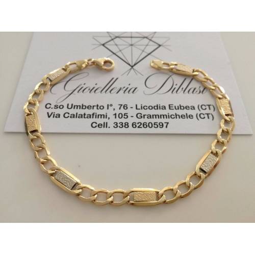 BRACCIALE In ORO Bicolore GIALLO BIANCO 18 Karati 750% Uomo Donna Maglia CATENA - 1