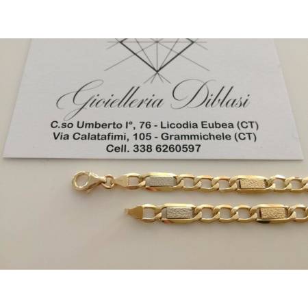 BRACCIALE In ORO Bicolore GIALLO BIANCO 18 Karati 750% Uomo Donna Maglia CATENA - 2
