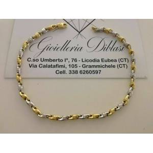 BRACCIALE Uomo Donna Unisex ORO GIALLO e BIANCO Bicolore Oro 18 Karati 750% - 1