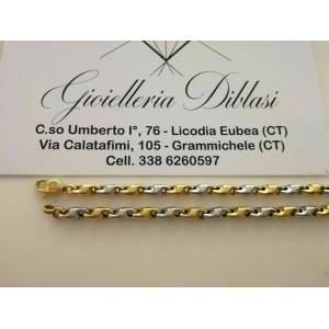 BRACCIALE Uomo Donna Unisex ORO GIALLO e BIANCO Bicolore Oro 18 Karati 750% - 1 2