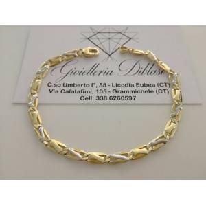 BRACCIALE In ORO 18 Karati 750% Uomo Donna Bicolore GIALLO BIANCO Maglia Catena - 1