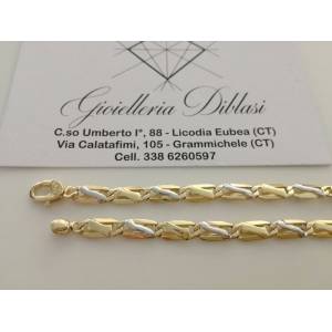 BRACCIALE In ORO 18 Karati 750% Uomo Donna Bicolore GIALLO BIANCO Maglia Catena - 1 2