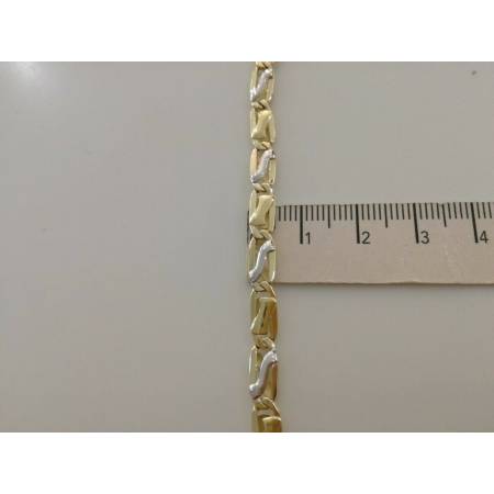 BRACCIALE In ORO 18 Karati 750% Uomo Donna Bicolore GIALLO BIANCO Maglia Catena - 3