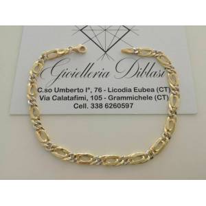 BRACCIALE Uomo Donna Oro 18 Karati 750% Unisex ORO GIALLO e BIANCO Made in Italy - 1