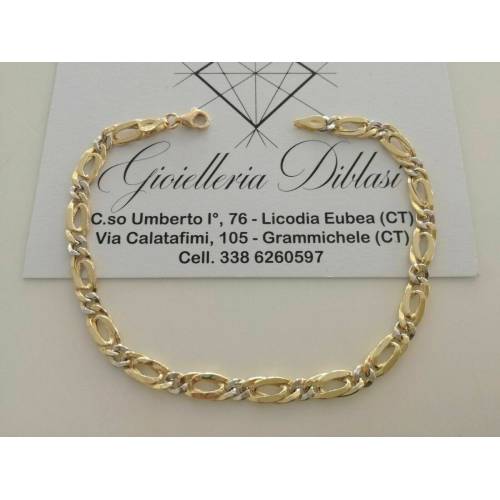 BRACCIALE Uomo Donna Oro 18 Karati 750% Unisex ORO GIALLO e BIANCO Made in Italy - 1