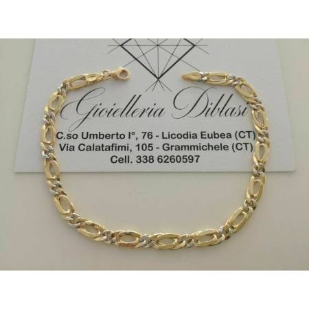 BRACCIALE Uomo Donna Oro 18 Karati 750% Unisex ORO GIALLO e BIANCO Made in Italy - 1