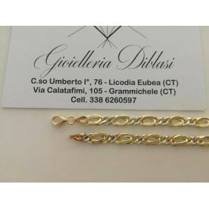 BRACCIALE Uomo Donna Oro 18 Karati 750% Unisex ORO GIALLO e BIANCO Made in Italy - 1 2