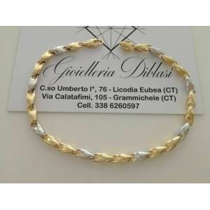 BRACCIALE Uomo Donna Oro 18 Karati 750% Unisex ORO GIALLO e BIANCO Bicolore - 1