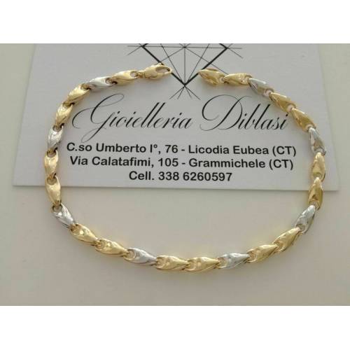 BRACCIALE Uomo Donna Oro 18 Karati 750% Unisex ORO GIALLO e BIANCO Bicolore - 1