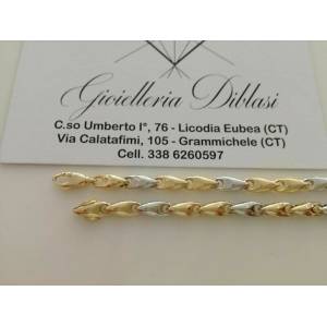 BRACCIALE Uomo Donna Oro 18 Karati 750% Unisex ORO GIALLO e BIANCO Bicolore - 1 2