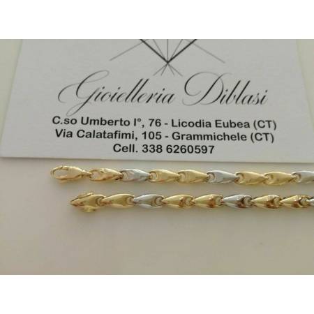 BRACCIALE Uomo Donna Oro 18 Karati 750% Unisex ORO GIALLO e BIANCO Bicolore - 2