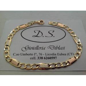 BRACCIALE ORO 18 Karati 750% GIALLO BIANCO E ROSSO BRACELET GOLD MADE ITALY - 1