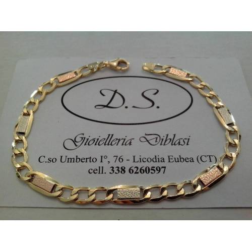 BRACCIALE ORO 18 Karati 750% GIALLO BIANCO E ROSSO BRACELET GOLD MADE ITALY - 1