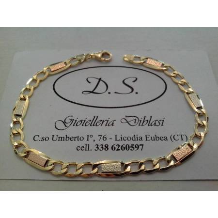 BRACCIALE ORO 18 Karati 750% GIALLO BIANCO E ROSSO BRACELET GOLD MADE ITALY - 1