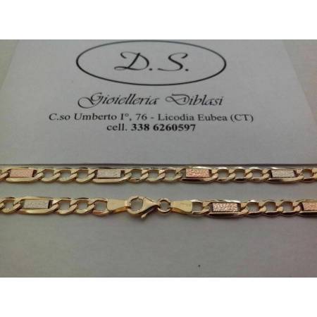 BRACCIALE ORO 18 Karati 750% GIALLO BIANCO E ROSSO BRACELET GOLD MADE ITALY - 2