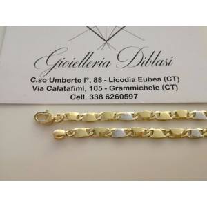 BRACCIALE In ORO 18 Karati 750% Uomo Donna Bicolore GIALLO BIANCO Maglia Catena - 1 2