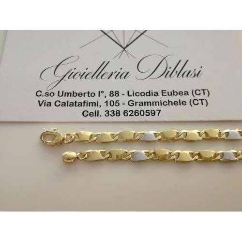 BRACCIALE In ORO 18 Karati 750% Uomo Donna Bicolore GIALLO BIANCO Maglia Catena - 2