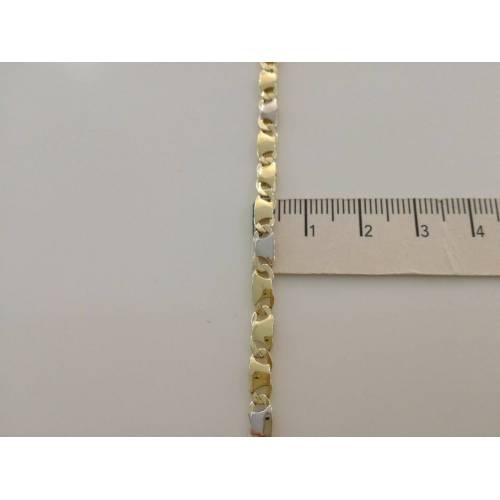 BRACCIALE In ORO 18 Karati 750% Uomo Donna Bicolore GIALLO BIANCO Maglia Catena - 3