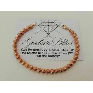 BRACCIALE Uomo Donna Oro 18 Karati 750% Unisex ORO ROSA con Sfere Diamantate - 1