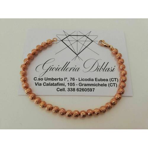 BRACCIALE Uomo Donna Oro 18 Karati 750% Unisex ORO ROSA con Sfere Diamantate - 1