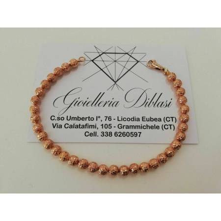 BRACCIALE Uomo Donna Oro 18 Karati 750% Unisex ORO ROSA con Sfere Diamantate - 1