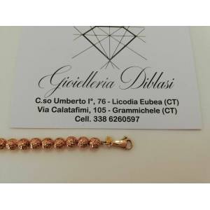 BRACCIALE Uomo Donna Oro 18 Karati 750% Unisex ORO ROSA con Sfere Diamantate - 1 2