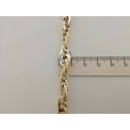 BRACCIALE Donna In ORO 18 Karati 750% Bicolore GIALLO BIANCO Maglia Ovali CATENA - 3