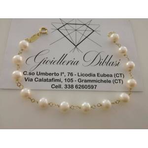 BRACCIALE Oro Donna 18 Karati 750% PERLE Naturali Acqua Dolce made in Italia - 1