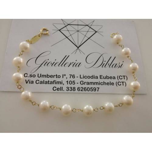 BRACCIALE Oro Donna 18 Karati 750% PERLE Naturali Acqua Dolce made in Italia - 1