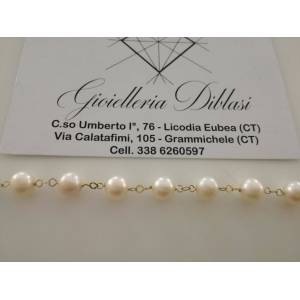 BRACCIALE Oro Donna 18 Karati 750% PERLE Naturali Acqua Dolce made in Italia - 1 2