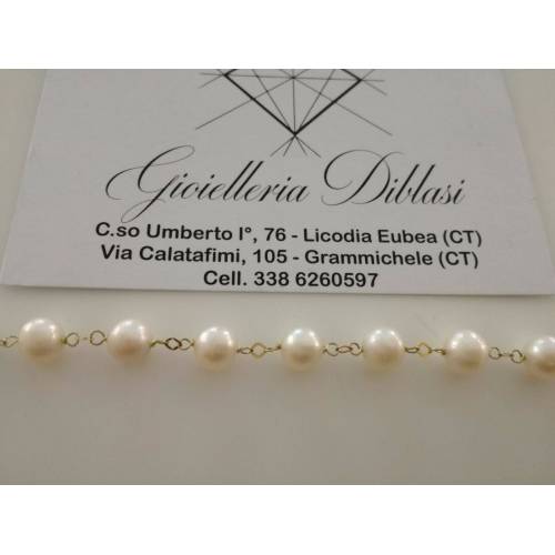 BRACCIALE Oro Donna 18 Karati 750% PERLE Naturali Acqua Dolce made in Italia - 2