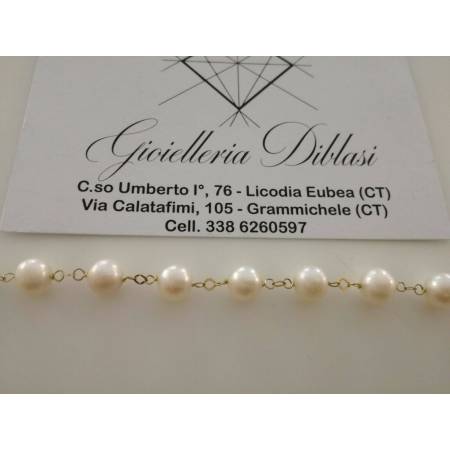 BRACCIALE Oro Donna 18 Karati 750% PERLE Naturali Acqua Dolce made in Italia - 2