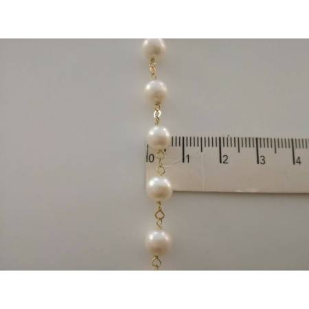 BRACCIALE Oro Donna 18 Karati 750% PERLE Naturali Acqua Dolce made in Italia - 3