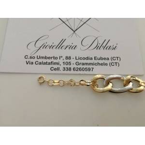 BRACCIALE In ORO 18 Karati 750%/1000 Donna Bicolore GIALLO BIANCO Maglia Catena - 1 2