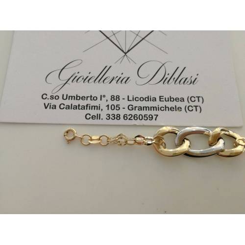 BRACCIALE In ORO 18 Karati 750%/1000 Donna Bicolore GIALLO BIANCO Maglia Catena - 2