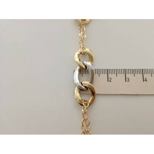 BRACCIALE In ORO 18 Karati 750%/1000 Donna Bicolore GIALLO BIANCO Maglia Catena - 3