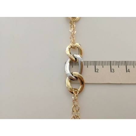 BRACCIALE In ORO 18 Karati 750%/1000 Donna Bicolore GIALLO BIANCO Maglia Catena - 3
