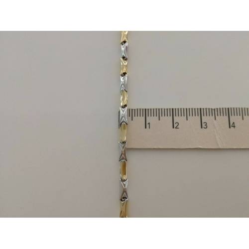 BRACCIALE ORO 18 Kt 750% Uomo Donna Unisex Bicolore GIALLO BIANCO Maglia Catena - 3